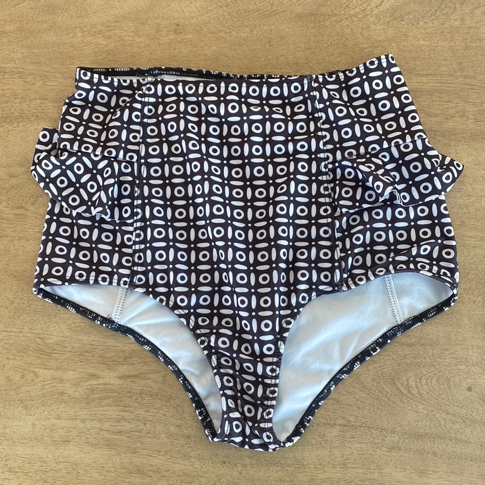 Kortni Jeane Side Ruffle High Waist Swim Bottoms S